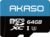 AKASO 64GB microSDXC U3 Memory Card with Adapter – Up to 100MB/s, UHS-I C10, U3, Full HD, 4K UHD, MicroSD Card