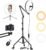 Yoobao 12″ Ring Light with 81″ Tripod Stand Folded Arm, Overhead Camera Mount Phone Holder with Casters, 3 Color Modes, LED Selfie Light for Video Recording Photography Live Streaming TikTok YouTube