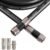 3ft RG6 Patch Cable Black 75 ohm Coaxial Cable with F Connector, F81 Double Female Adapter, Low Loss High-Speed Coax Cable Cord Extender for HD TV, Dish, Satellite, Antenna, TV Cable 3′