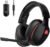 2.4GHz Wireless Gaming Headset for PS5, PS4 Fortnite & Call of Duty/FPS Gamers, PC, Nintendo Switch, Bluetooth 5.3 Gaming Headphones with Mic, Stereo Sound, Red Light -BlackRed