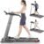 Treadmill with Incline, Folding Treadmill with Desk Workstation & Adjustable Height, 300 LBS Capacity 2.5 HP Quiet Brushless 7.5 MPH Pulse Sensor, Perfect Treadmills for Home/Office/Gym Use