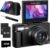 Cameras for Photography, 4K 64MP Digital Vlogging Camera for YouTube with 3″ 180° Flip Screen, Compact WiFi Camera with 18X Digital Zoom, 32GB Micro SD Card & 2 Batteries