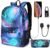 Galaxy Backpack for School, Anime Luminous Backpack College Bookbag Anti-Theft Laptop Backpack with USB Charging Port
