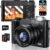Digital Camera, 6X Optical Zoom & WiFi, 5K 30FPS 64MP Vlogging Camera, Rear and Front Cameras for Photography and Video, Autofocus & Anti-Shake, Travel Selfie for YouTube with Flash Dial 64GB Card