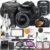 Canon EOS 2000D / Rebel T7 DSLR Camera with 18-55mm Lens and LED Video Light + 2pc 64GB Memory Cards, Tripod, Case, Filters & More, Black (Renewed)